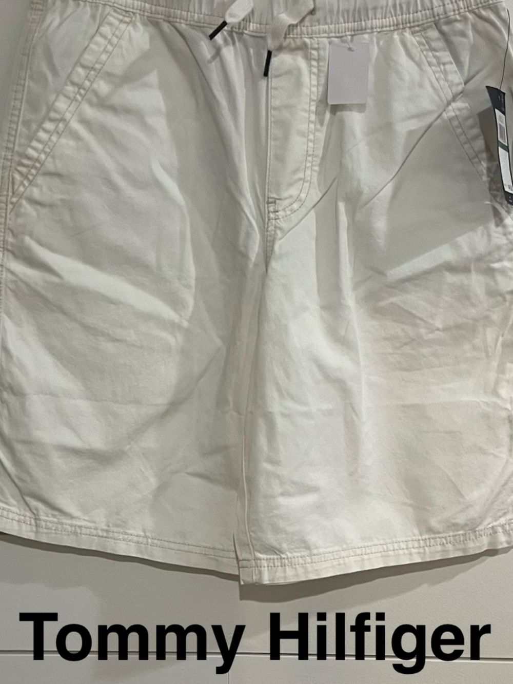 Tommy Hilfiger White Drawstring Elastic-Waist Shorts